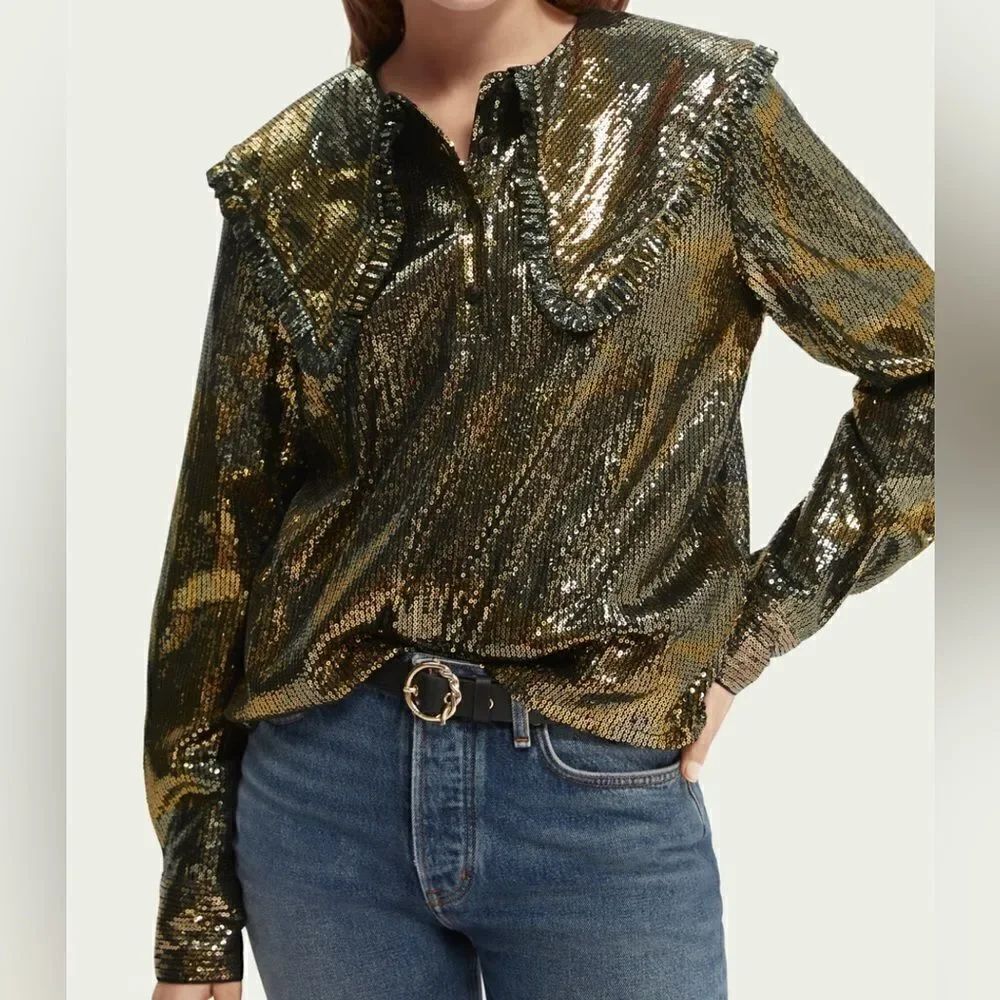 Scotch&Soda collar sequined print blouse
